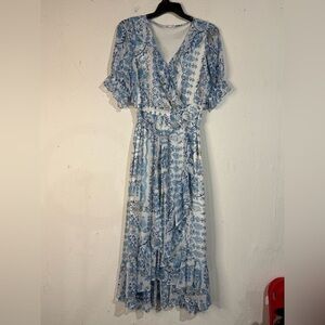 LC Lauren Conrad Blue and White Floral Maxi Dress
